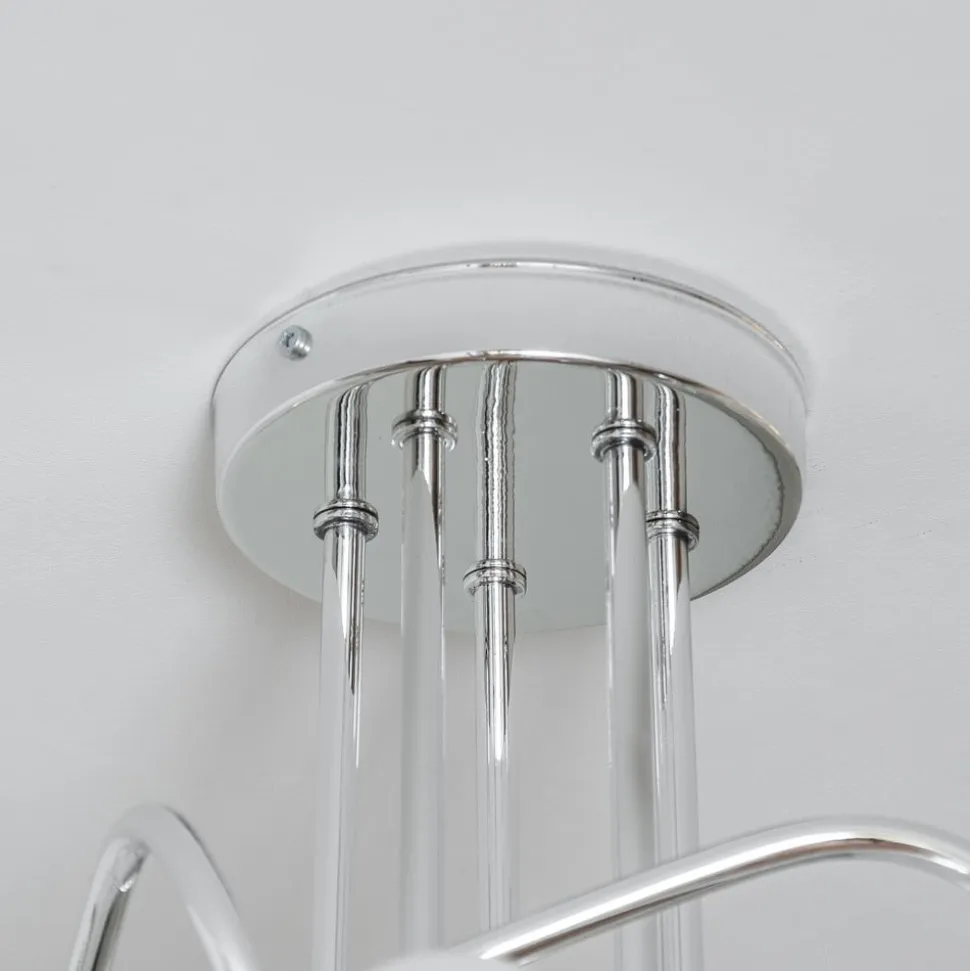 Loftlampe Oxford, krom, 5 lyskilder, Ø 47 cm, metal