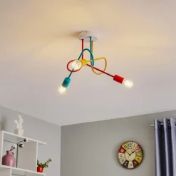 Loftlampe Oxford med 3 lyskilder orange/rød/turkis
