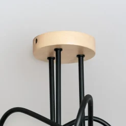 Loftlampe Oxford, sort, træ, metal, 3 lyskilder, Ø 44 cm