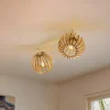 Loftlampe Paz hvid trælameller-kugler, 2 lyskilder.
