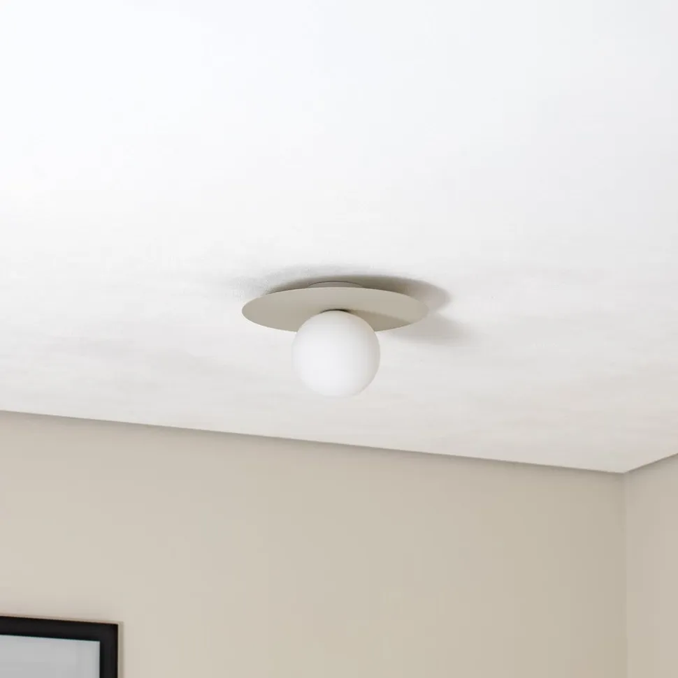 Loftlampe Pixie, beige, glas, Ø 25 cm, kugle, G9