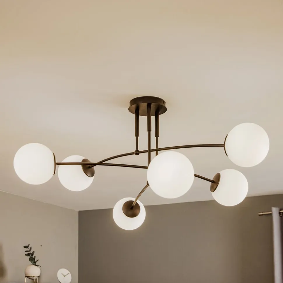 Loftlampe Pregos 6 i sort, 6 lyskilder