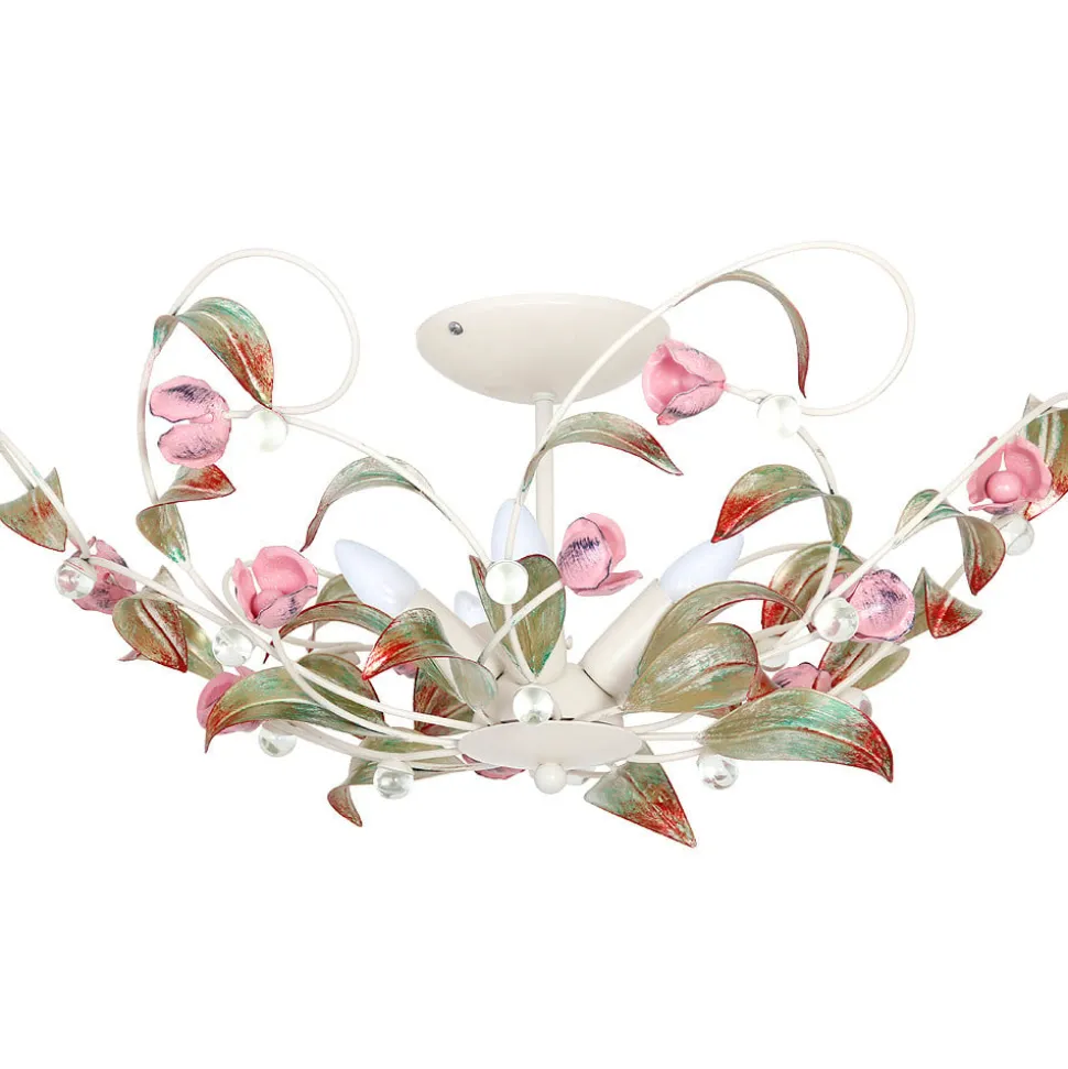 Loftlampe Rose som lysekrone, 5 lyskilder