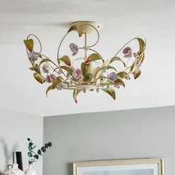 Loftlampe Rose som lysekrone, 5 lyskilder