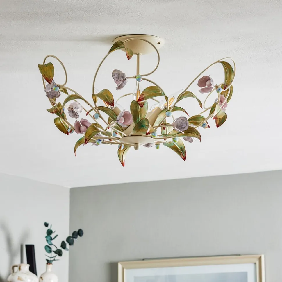 Loftlampe Rose som lysekrone, 5 lyskilder