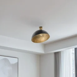 Loftlampe Sfera, Ø 35 cm, sort/guld