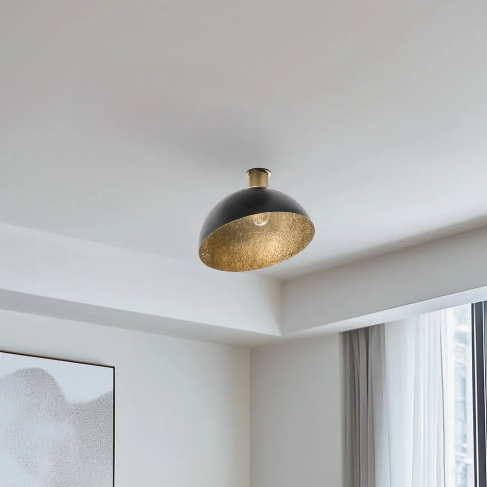 Loftlampe Sfera, Ø 35 cm, sort/guld