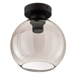 Loftlampe Sofia med røggrå glasskærm