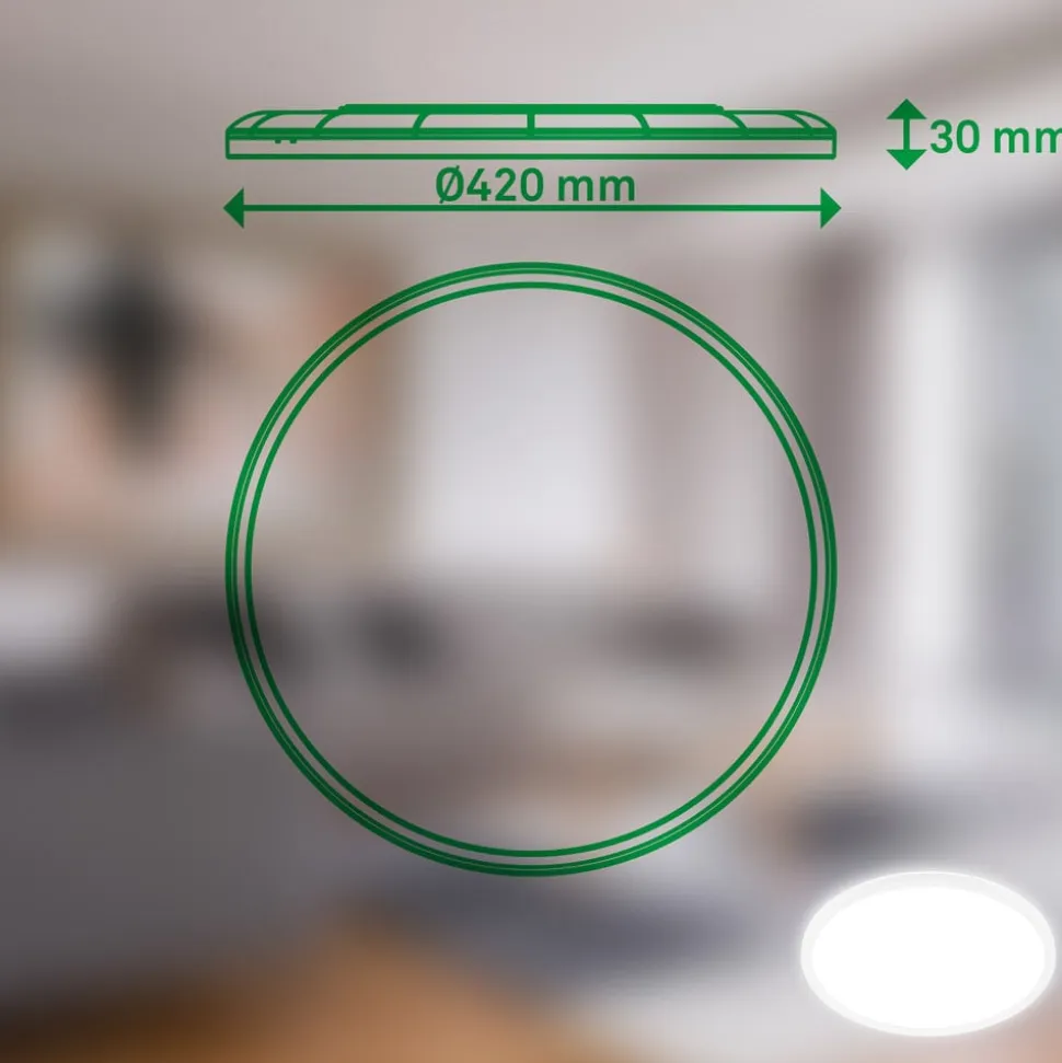 Loftlampe Tava A, Ø 42 cm, plast, hvid