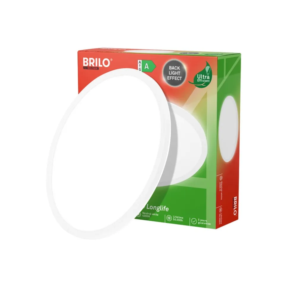 Loftlampe Tava A, Ø 42 cm, plast, hvid