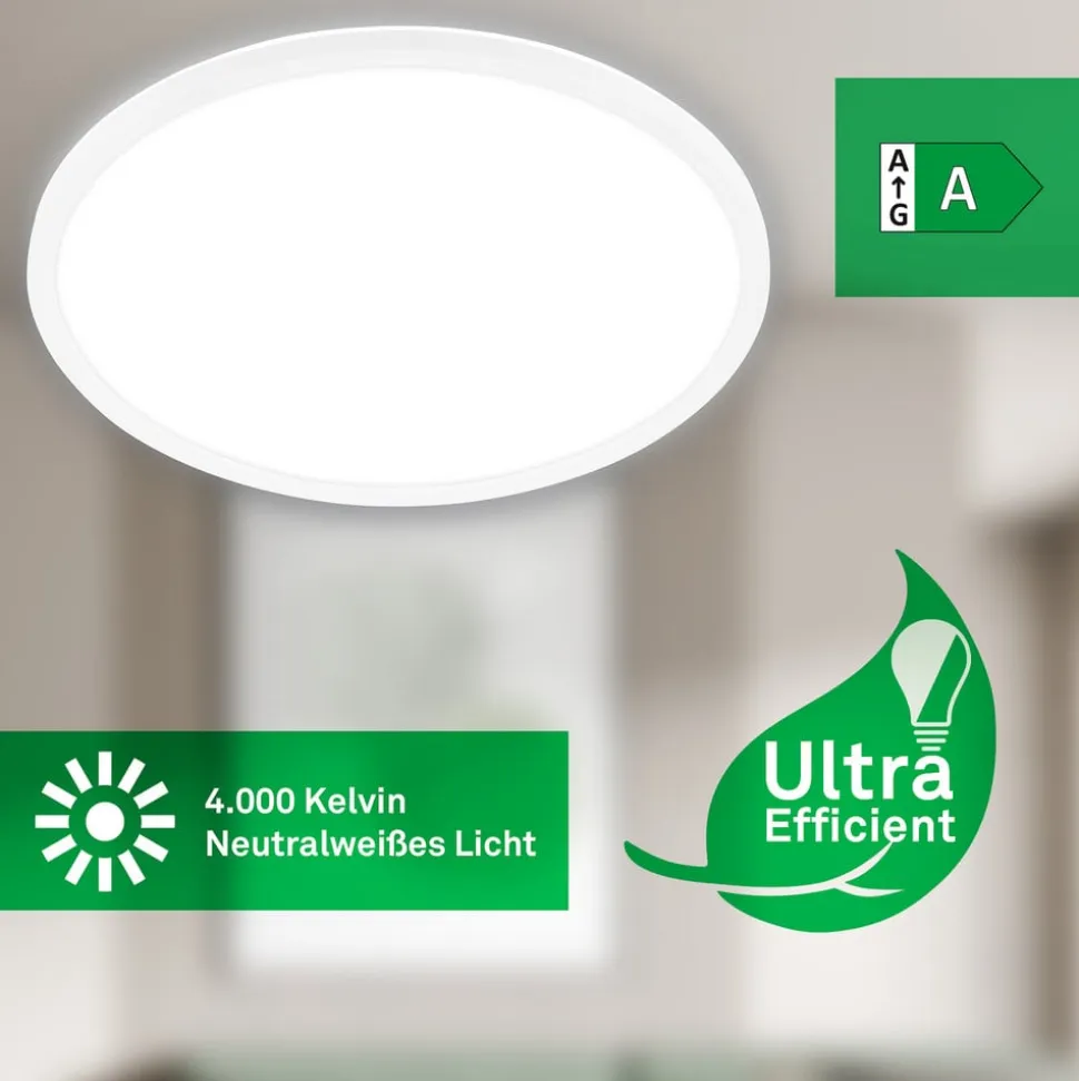 Loftlampe Tava A, Ø 42 cm, plast, hvid