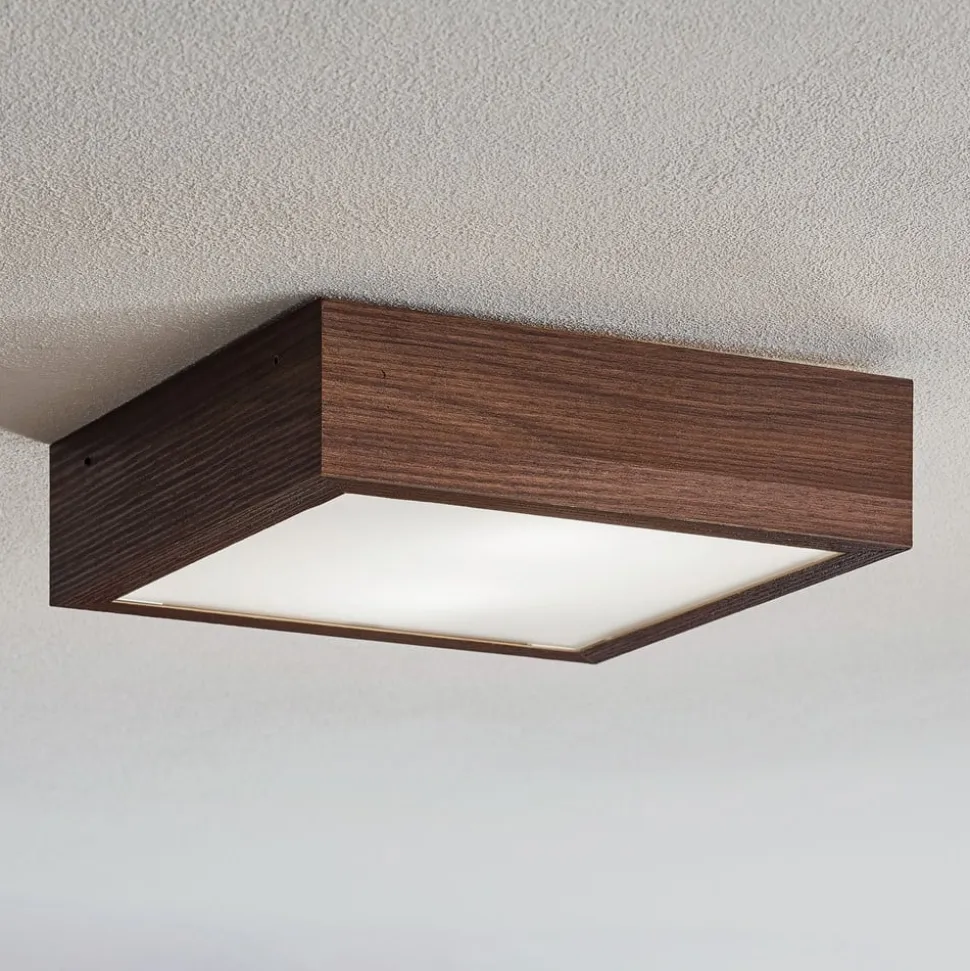Loftlampe Tromsö, 30x30 cm, valnød