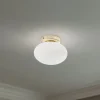 Loftlampe Ufo, guld/hvid, Ø 18 cm, glas, G9