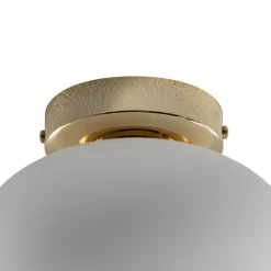 Loftlampe Ufo, guld/hvid, Ø 18 cm, glas, G9