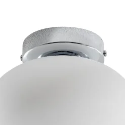 Loftlampe Ufo, krom/hvid, Ø 18 cm, glas, G9