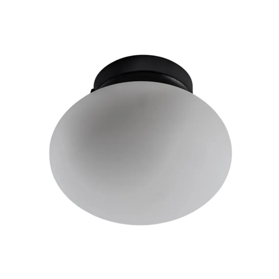 Loftlampe Ufo, sort/hvid, Ø 18 cm, glas, G9