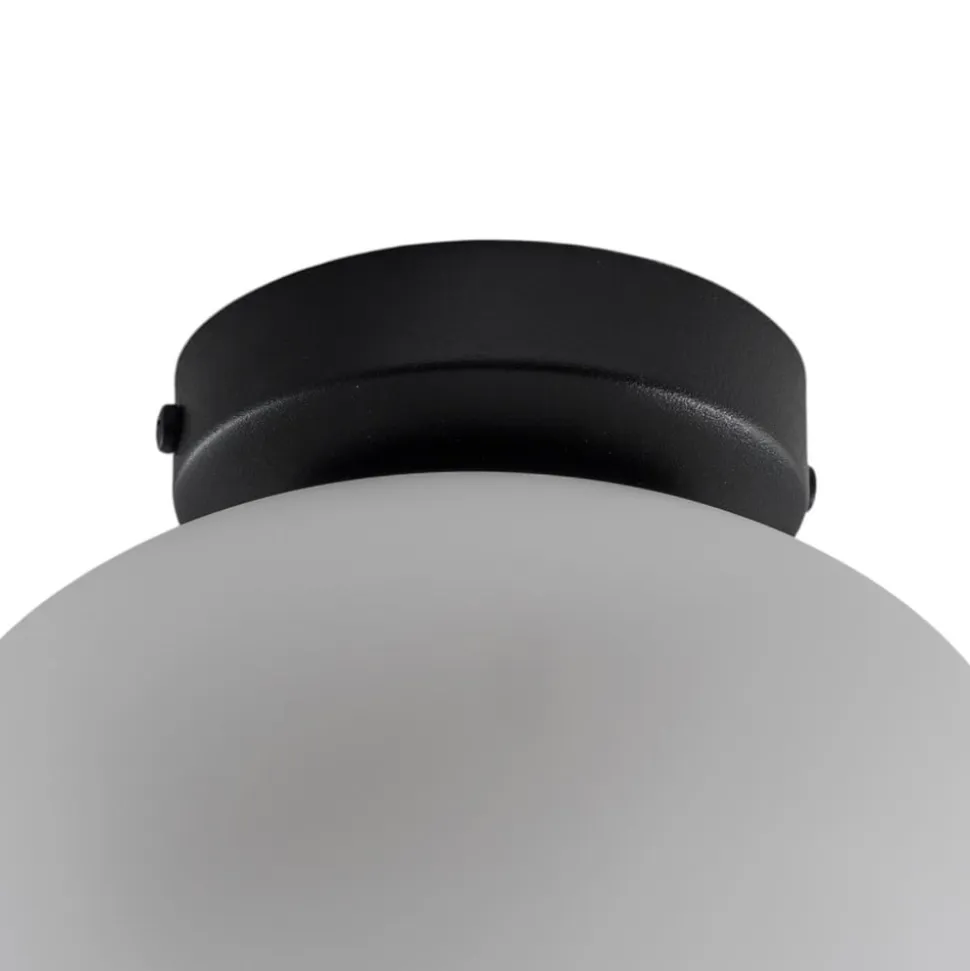 Loftlampe Ufo, sort/hvid, Ø 18 cm, glas, G9