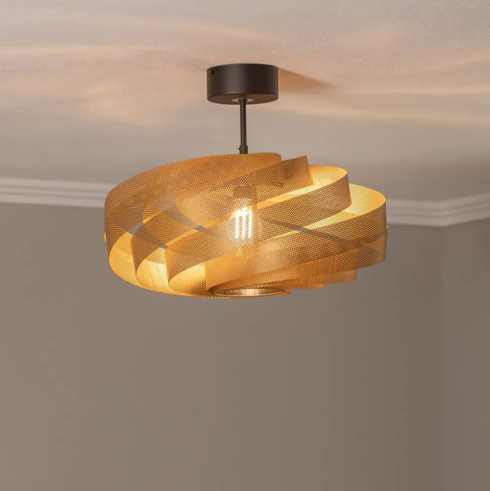 Loftlampe Vento, guldfarvet, Ø 50 cm
