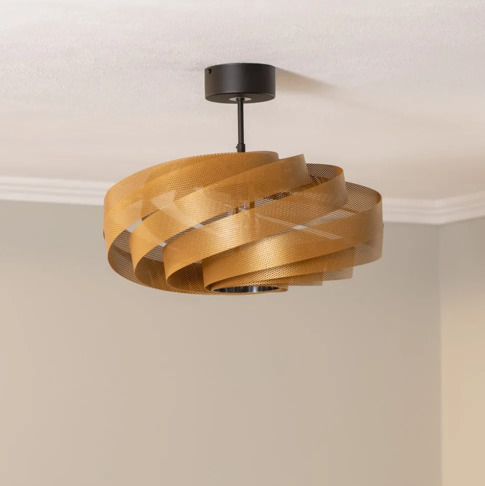 Loftlampe Vento, guldfarvet, Ø 50 cm