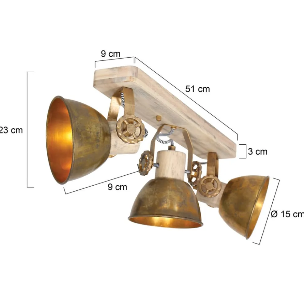 Loftspot Gearwood, 3 lyskilder bronze