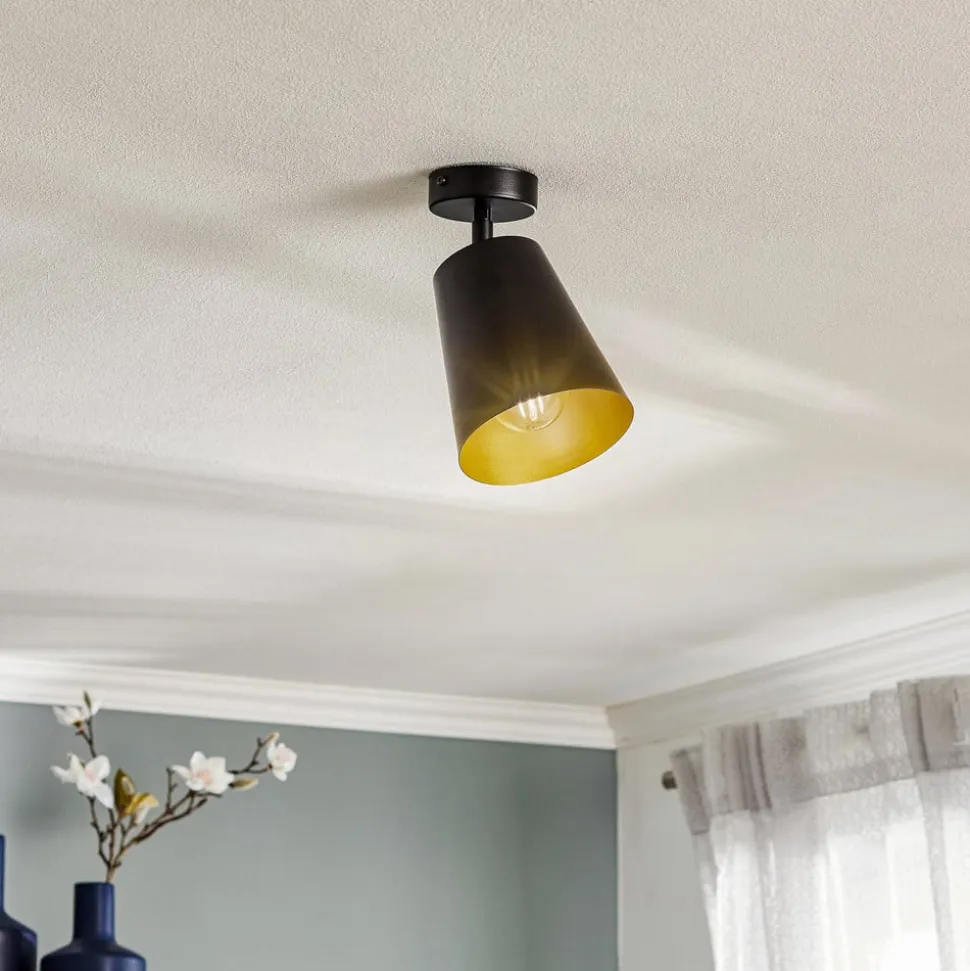 Loftspot Prism, 1 lyskilde, sort/guld