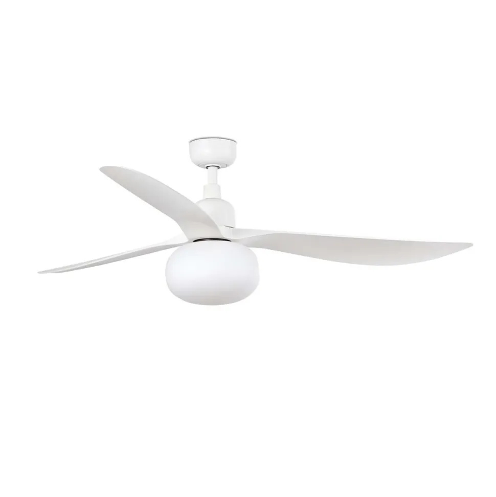 Loftventilator med lys Outwood, hvid, DC, støjsvag, Ø150cm
