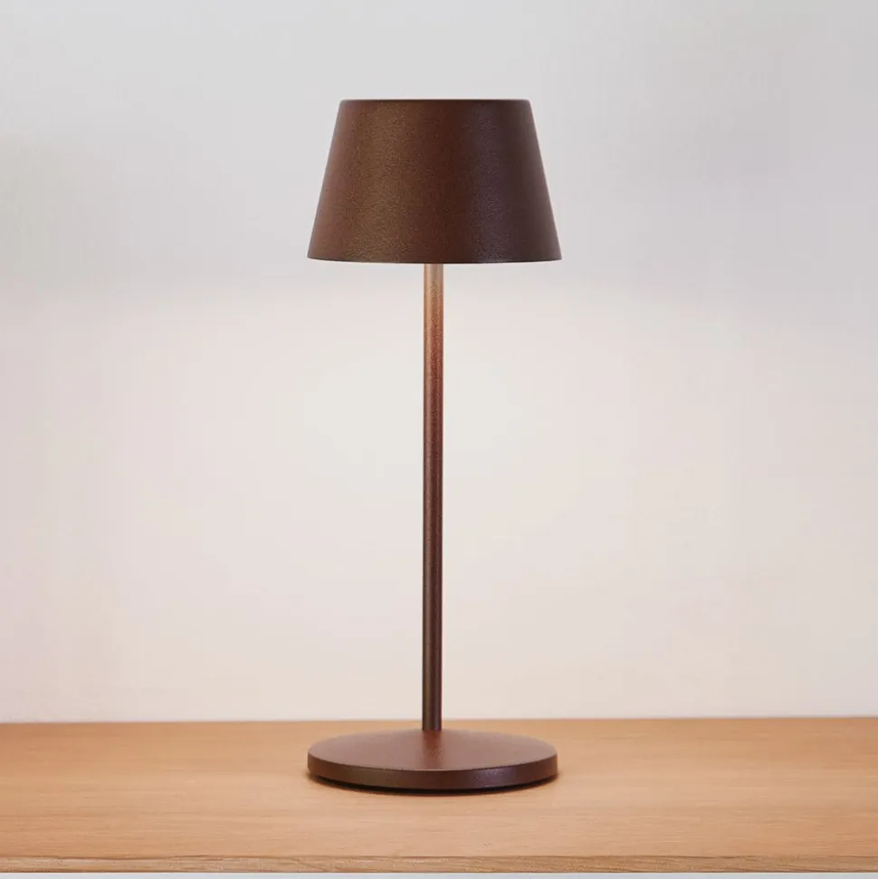 LOOM DESIGN LED genopladelig bordlampe Modi Micro, IP65, corten