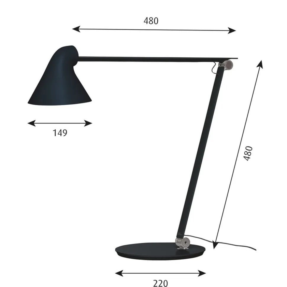 Louis Poulsen NJP bordlampe, fod, 3.000 K mørkegrå