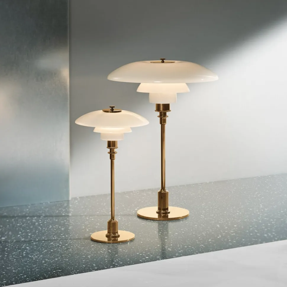 Louis Poulsen PH 2/1 bordlampe, messing-hvid