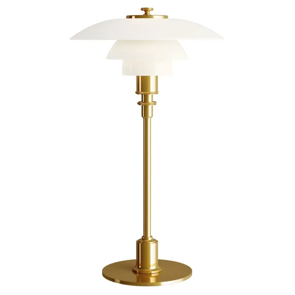 Louis Poulsen PH 2/1 bordlampe, messing-hvid