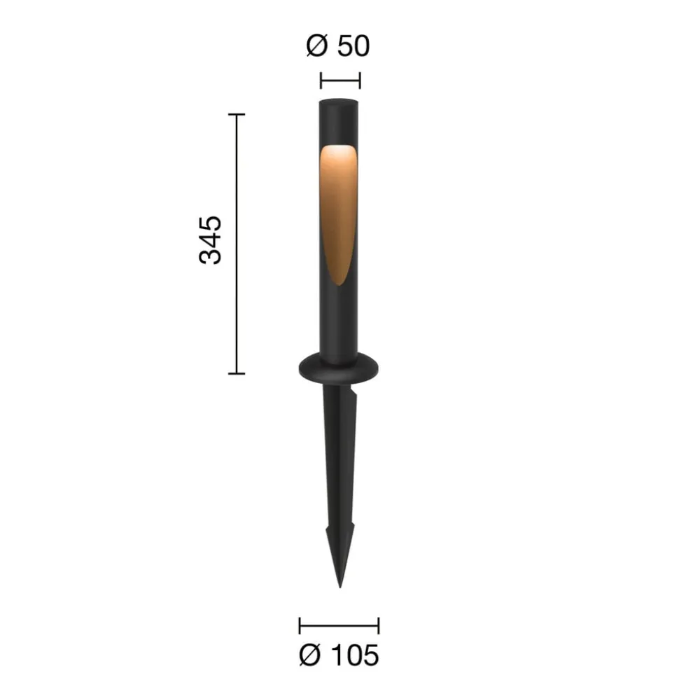 Louis Poulsen sokkellampe Flindt, 840, sort, jordstik 24V