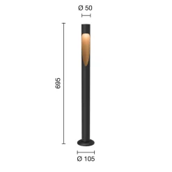 Louis Poulsen vejlampe Flindt, 927 sort 70 cm base 24 V