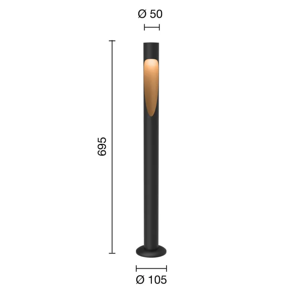 Louis Poulsen vejlampe Flindt, 927 sort 70 cm base 24 V