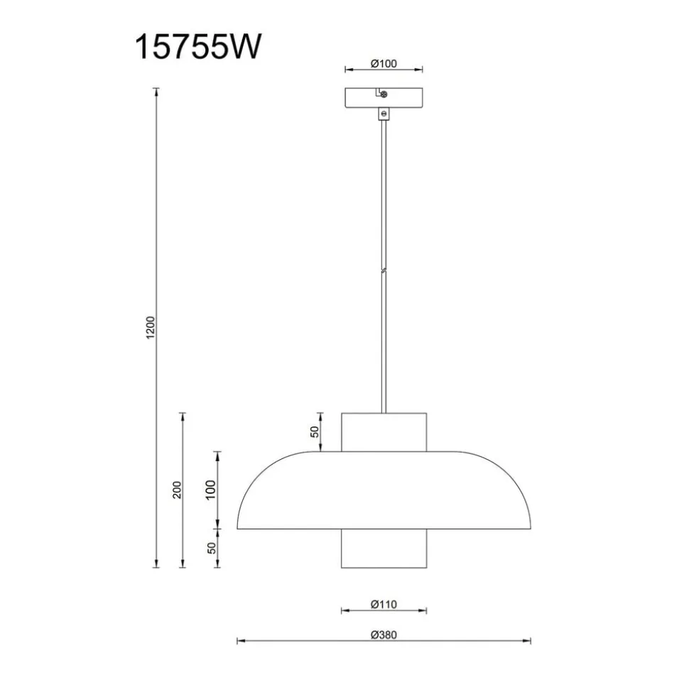 Lowe pendellampe, mat hvid, Ø 38 cm, metal