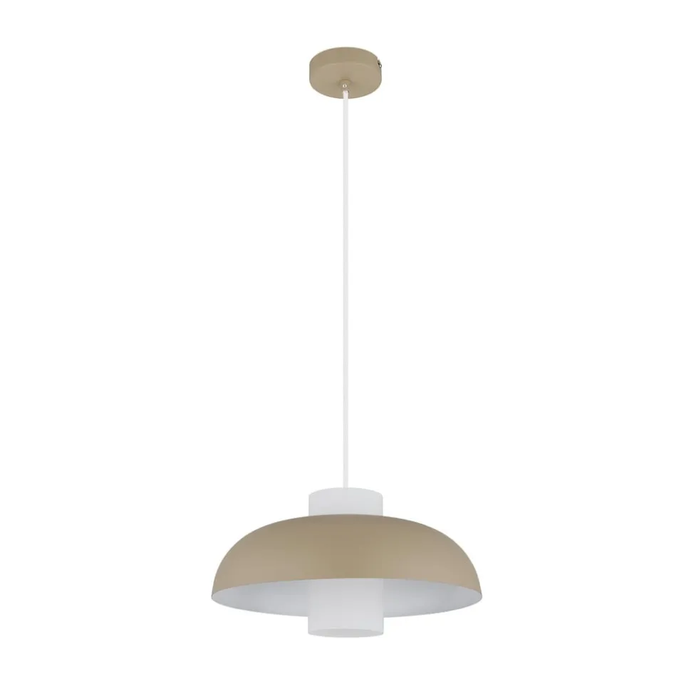 Lowe pendellampe, sandfarvet mat, Ø 38 cm, metal