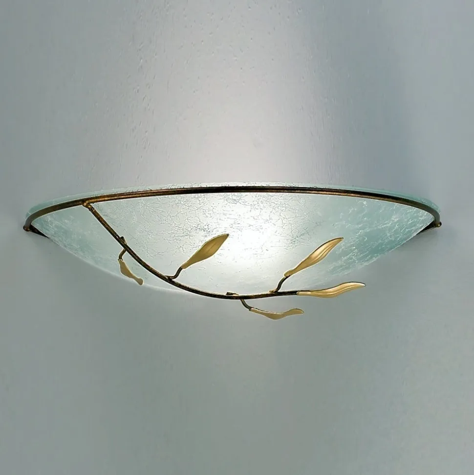 Luca væglampe, antik guld, scavo-glas