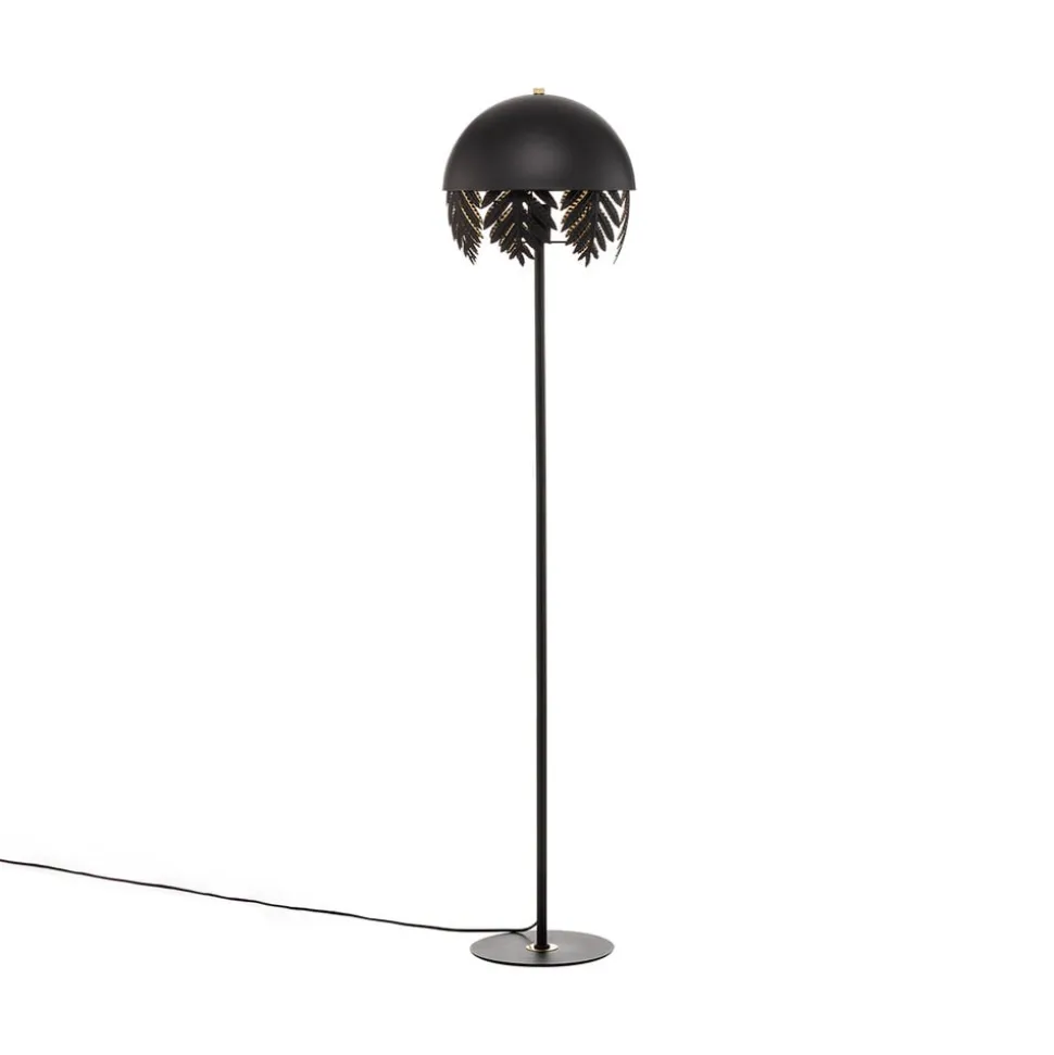 Lucande Aparas gulvlampe, bladlook, sort-guld