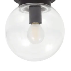 Lucande Badolo loftslampe, sort, glas, Ø 15 cm, IP44