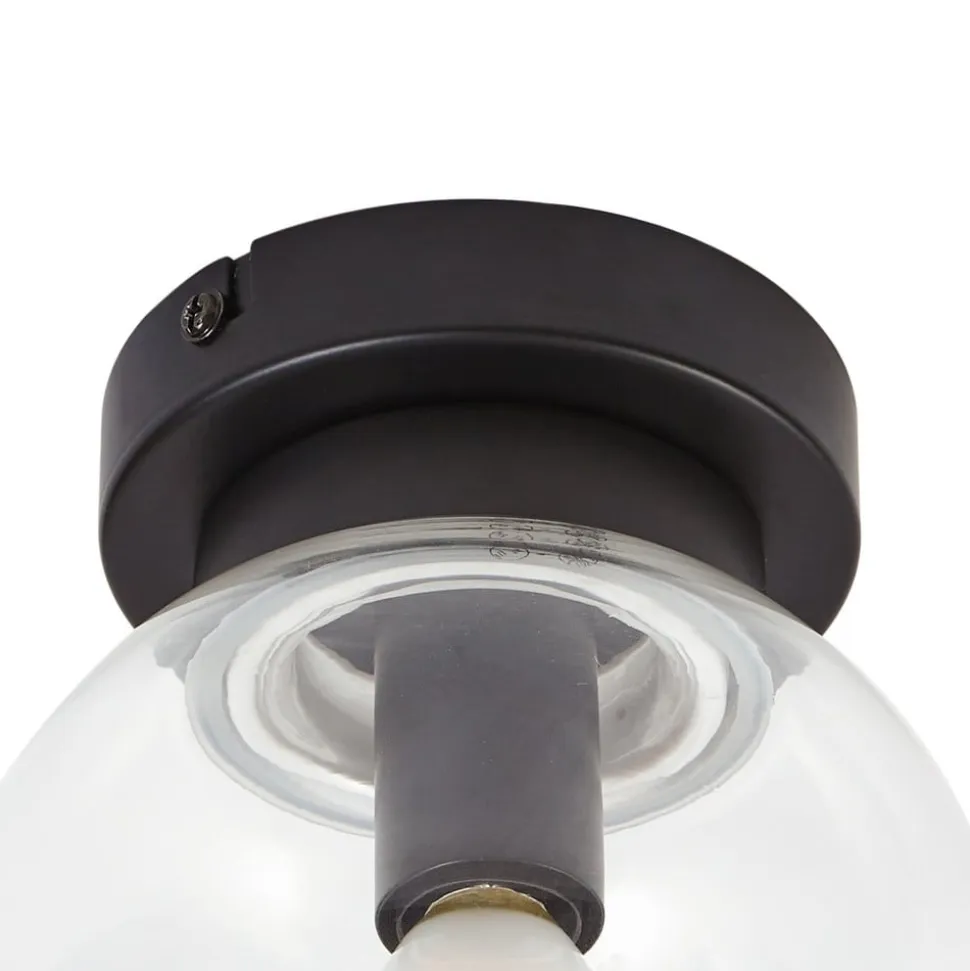 Lucande Badolo loftslampe, sort, glas, Ø 15 cm, IP44