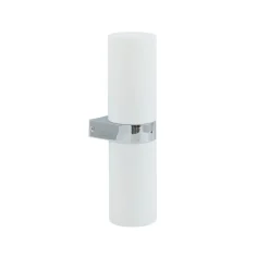 Lucande Basolo væglampe til badeværelset, krom, højde 31,5 cm, glas, IP44