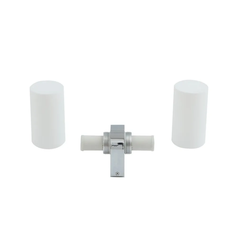 Lucande Basolo væglampe til badeværelset, krom, højde 31,5 cm, glas, IP44