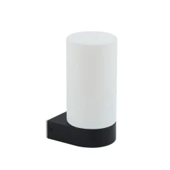 Lucande Basolo væglampe til badeværelset, sort, højde 17,2 cm, glas