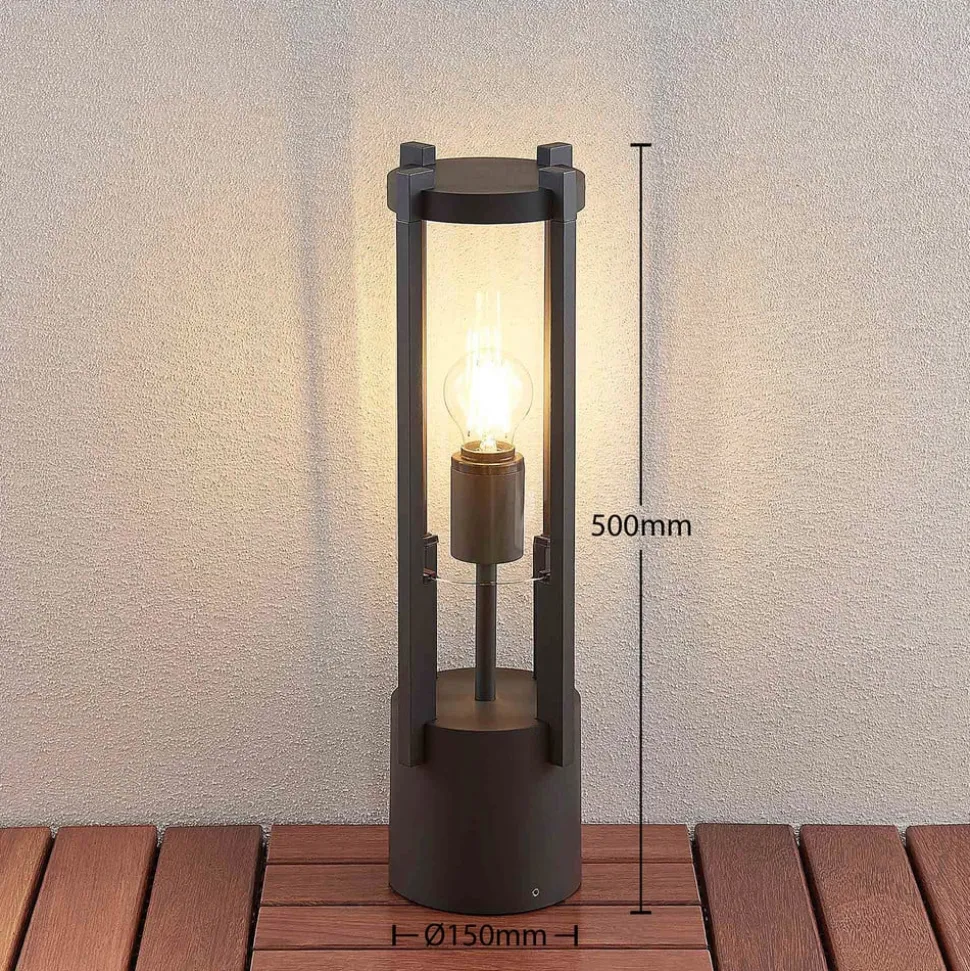 Lucande Brienne sokkellampe, 50 cm, antracit, metal