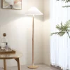 Lucande Ellorin gulvlampe, hvid, træ, Ø 47,5 cm, E27