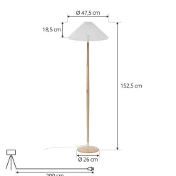 Lucande Ellorin gulvlampe, hvid, træ, Ø 47,5 cm, E27