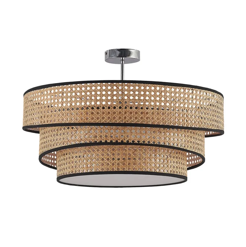 Lucande Elowen loftlampe, Ø 56 cm, rattan, bambus