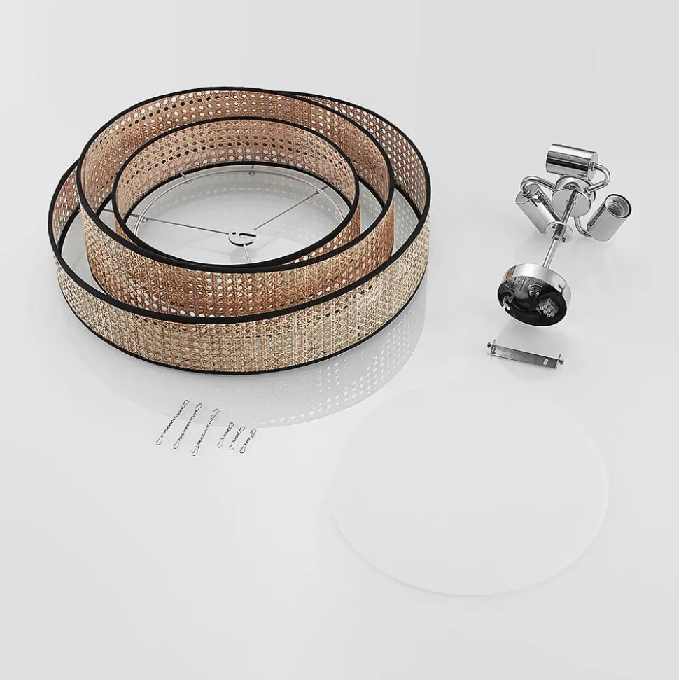 Lucande Elowen loftlampe, Ø 56 cm, rattan, bambus