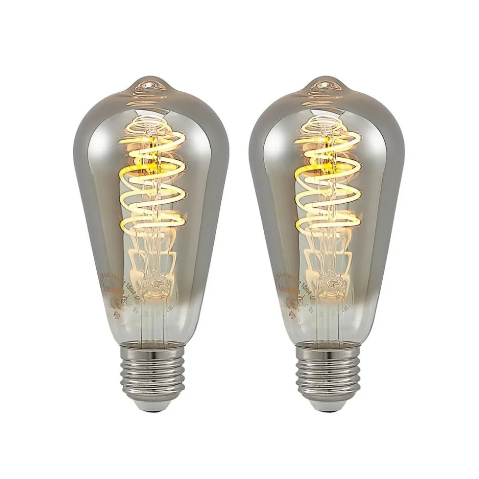Lucande E27-pære ST64 4W 918 dæmpes titan, 2 stk
