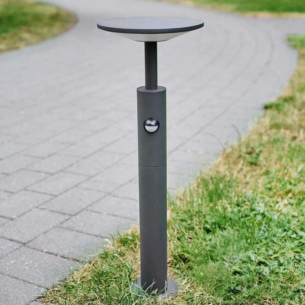 Lucande Fenia LED-vejlampe, 60 cm, sensor, IP54, antracit