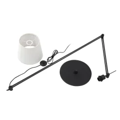 Lucande gulvlampe Caelia, sort, tekstil, justerbar